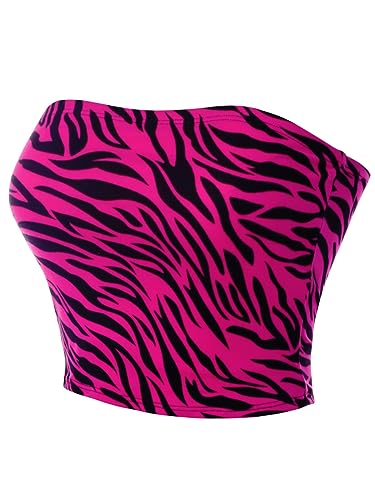 MixMatchy Women's Casual Strapless Print Tube Tops Strapless Sleeveless Bandeau Tops