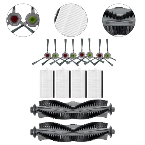Withtalentto Kehrroboter Zubehör Set, Staubsauger Ersatzteile mit 2 Hauptrollenbürsten, 4 Filtern, 4 Seitenbürsten für AIRROBO – Bild 5