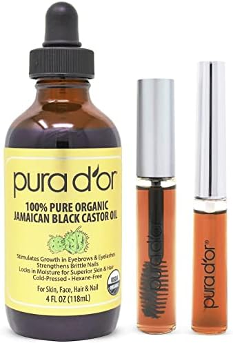PURA D'OR Organic Jamaican Black Castor Oil, Natural Smoky Scent