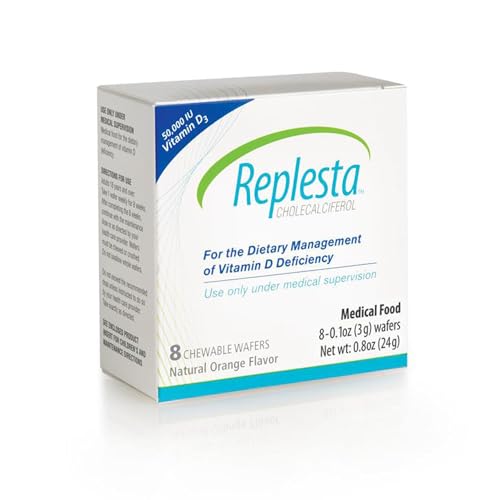 Replesta 50 000 IU Vitamin D3 Cholecalciferol for Vitamin D Deficiency Once-Weekly Chewable Wafer Non-GMO Natural Orange Flavor 8 Count (Pack of 1)