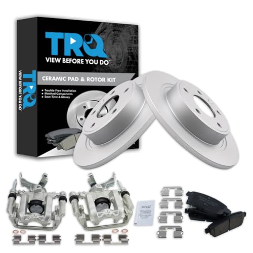 Image of TRQ Rear Brake Pad and Rotor Set Ceramic Solid Rotors G Coated Calipers | For 2012-2017 Buick Verano