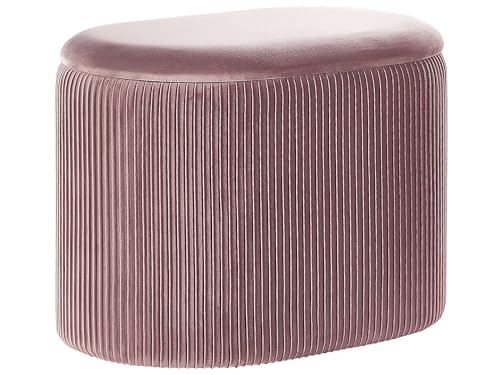 Beliani Puf de Terciopelo Rosa almacenaje