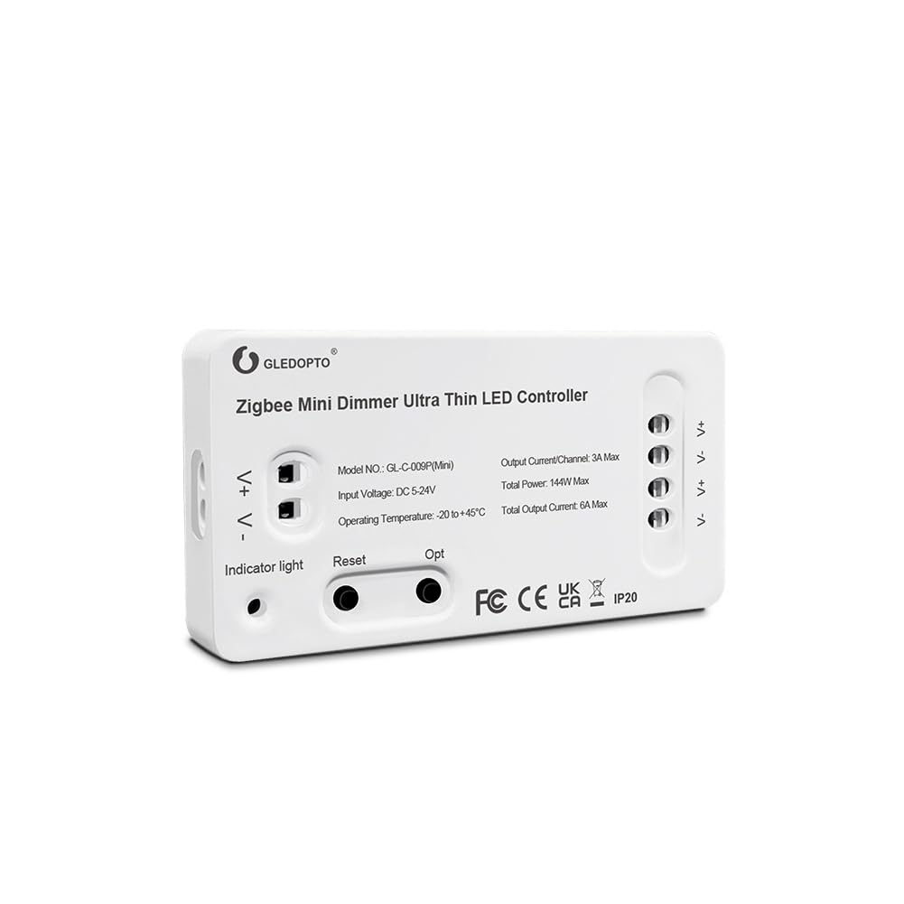 lighteu®, GLEDOPTO Zigbee dimmer Ultra Thin LED Controller Pro Alexa Voice/Hub APP/Remote Control DC5-24V, GL-C-009P(mini)