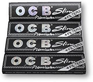 OCB Black Premium King Size Slim Rolling Papers + Filter Tips Cigarette Papers Smoking Papers Pack of 4 Booklets from SUDESH ENTERPRISES