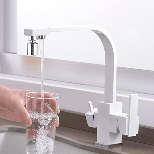 Eau potable pure sans percer l'évier avec ce robinet 3 voies blanc