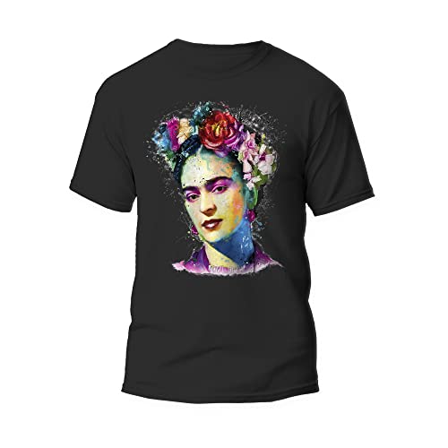 Createe Camiseta Frida Kahlo Artwork para mujer, negra, M
