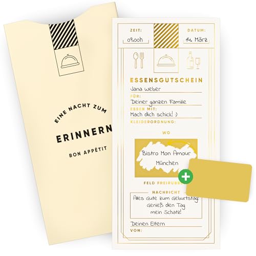 Heimonie Gutschein zum Essen gehen mit Rubbelaufkleber & Kuvert - Restaurant Gutschein mit Geschenk Verpackung - Essens Gutschein Karte für Restaurantbesuch zum freirubbeln Heimonie Gutschein zum Essen gehen mit Rubbelaufkleber & Kuvert - Restaurant Gutschein mit Geschenk Verpackung - Essens Gutschein Karte für Restaurantbesuch zum freirubbeln