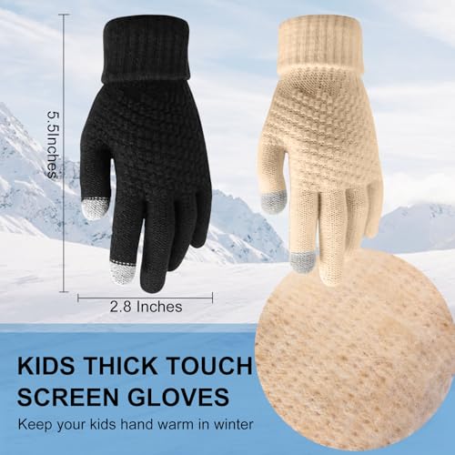 4 Pack Baby Hat and Glove, Unisex Winter Baby Toddler Hat Glove Set, Kids Winter Beanies with Gloves Knitted Beanie Hats Soft Toddler Beanie Cap Gloves Set for Boys Girls, Age 6 to 143