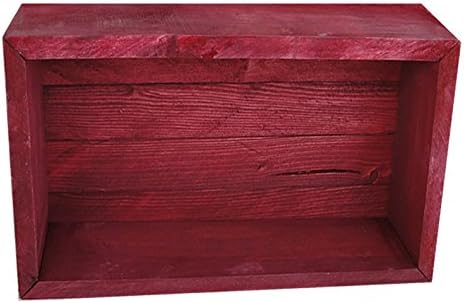 Wood/Wooden Shadow Box Display With Backing - 16" x 6" - Two Tone - Barn Red/Barn Red - Rustic Decorative Reclaimed Distressed Vintage Appeal