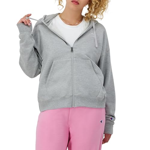 Sweat à capuche zippé Champion Powerblend femme gris Oxford en grande taille