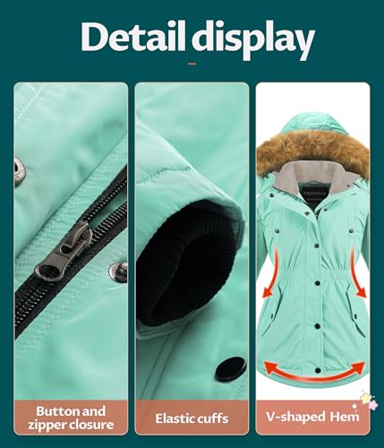 Image of CREATMO US Girl's Long Winter Warm Parka Sherpa Trimmed Collar Puffer Ski Jacket Coat