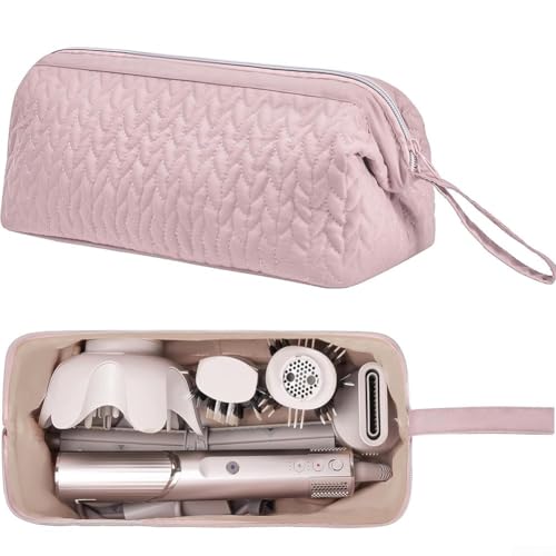 Yelvera Sac de rangement multifonction portable pour sèche-cheveux et fer à friser Accessoires Organiseur de voyage en coton 35 x 15 x 15 cm Noir Rose Vert pour la maison (rose)