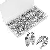 Yinpecly 20 Pack 3/16 Inches M5 Stainless Steel Wire Rope Cable Clip Clamp, U Bolt Saddle Fastener