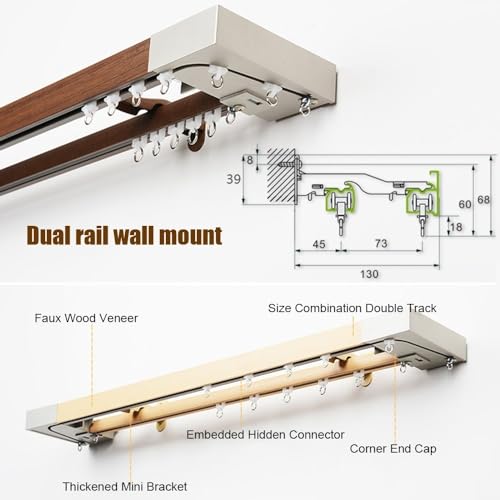 Rail de séparation de pièce 6m double tringle à rideau robuste