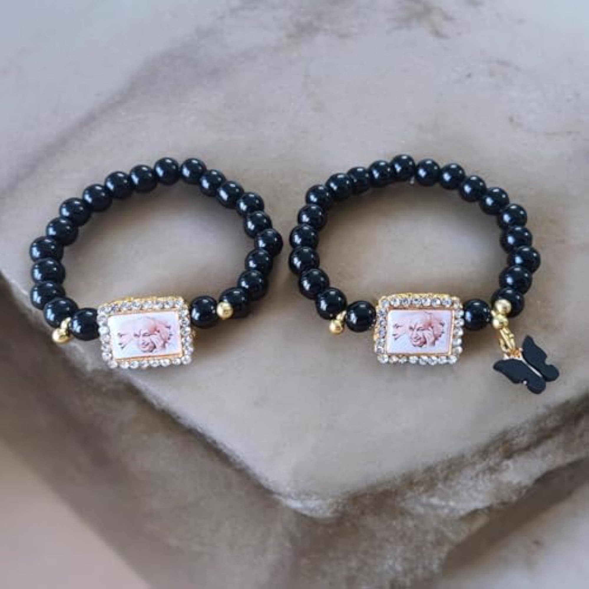 Guruji Swaroop Pearl & Crystal Bracelet Combo with Butterfly Charm