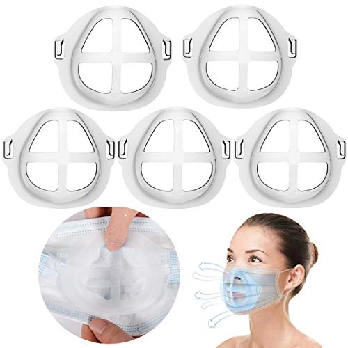 Silicone 3D Bracket for Comfortable Wearing - Protect Lipstick Lips | Mask Inner Support Frame, Reusable Washable, Translucent, 5 Pcs