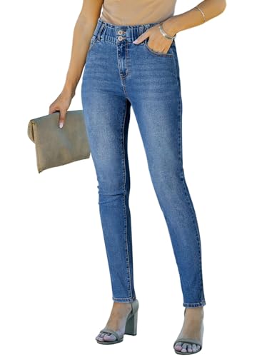Best Butt-Lifting Jeans for Older Women: A Personal Trainer's Guide to Flattering Denim 4 SHEWIN Jeans for Women 2026 Skinny Stretchy High Waisted Jeans Trendy Slimming Jeggings Full Length Denim Pants with Pockets Mist Blue Size 18