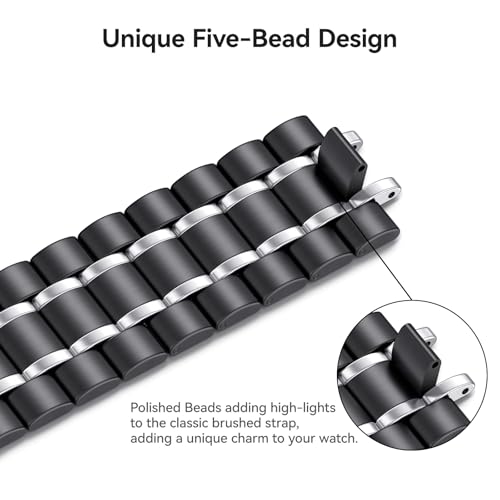 Image of Bestig Compatible with Apple Watch Bands for Men Women 40mm 38mm 41mm 42mm(Series 11 10), Premium Solid Stainless Steel Metal Business Strap for iWatch Series 11 10 9 8 7 6 SE 5 4 3 2 1, Black /Silver