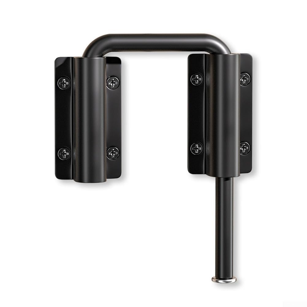 Adjustable Multi-Angle Door Latch for Aluminum Alloy Doors, No Drill Needed with 80mm Screw Spacing, Versatile 90° and 180° Installation for Uneven Surfaces, Secure Positioning Bolt(Black)