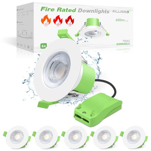 ALUSSO Fire Rated LED Downlights Bathroom IP65 Recessed Ceiling Spot Light