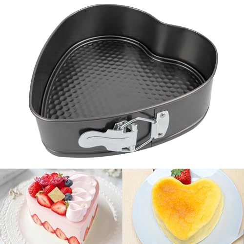 Lnjya Herzspringform, Ø 22 cm Kuchenform, herzförmige & auslaufsichere Backform aus Stahl mit Antihaftbeschichtung, für das Backen mit Liebe