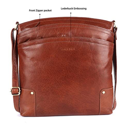 Image of LEDERBUCK Terry Large Soft Real Leather Womens Crossbody Handbags and Purses-Triple Zip Premium Sling Crossover Shoulder Bag