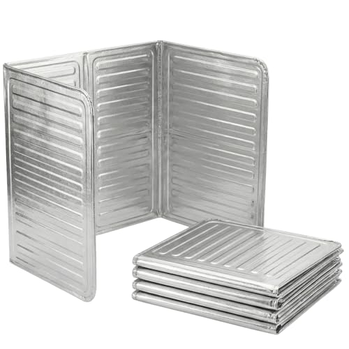 SoH8 [Lot DE 5] Plaque Anti Projection Cuisine – Bouclier Aluminium Pliable Contre Éclaboussure Huile & Graisse – Pare-Vent Cuisson 3 Volets (84x32cm) –...