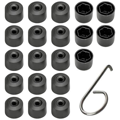 VBSYUYQ 20Pcs Wheel Nut Covers, 17MM Wheel Nut Caps with Removal Tool Hook Inner Hexagonal Tire Wheel Lug Nut Cover Replacement for VW Jetta Beetle Passat Dust Caps