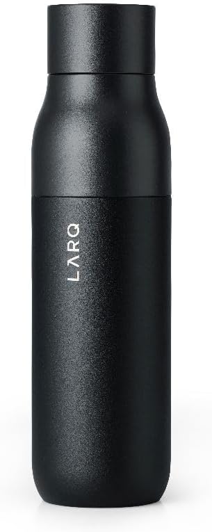 LARQ Stainless Steel Bottle - Self-Cleaning Water Bottle And Water Purification System, Obsidian Black (25Oz / 740Ml)