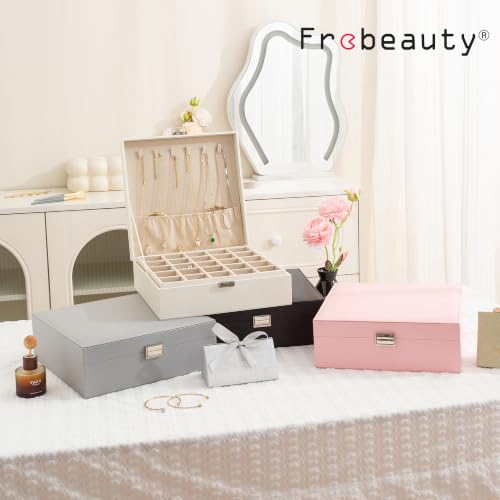 Frebeauty Boîte à bijoux 50 compartiments, 2 niveaux avec crochets colliers – vue 8