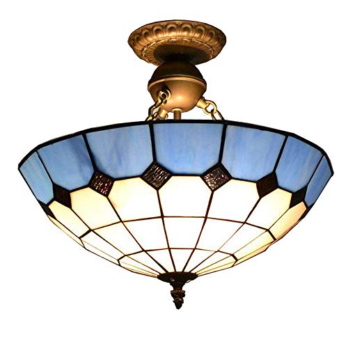 Plafonnier demi-cercle bleu 40 cm en treillis pour salon et salle à manger