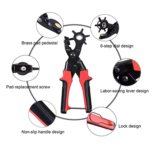 Leather Hole Punch,Belt Hole Puncher For Leather, Revolving Punch Plier Kit,Leather Punch Plier For Leather, Belts, Watches, Handbags, Leather Punch Tool For Belts Diameter : 4.5/4 /3.5/3/2.5/2Mm. #TOP4