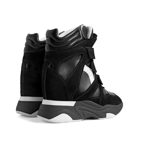 Image of ZJGZF Wedge Sneakers for Women Platform Round Toe Suede Leather High Heel Tennis Casual Triple Strappy Band Fashion Dressy Comfy Campus Trendy Shoes