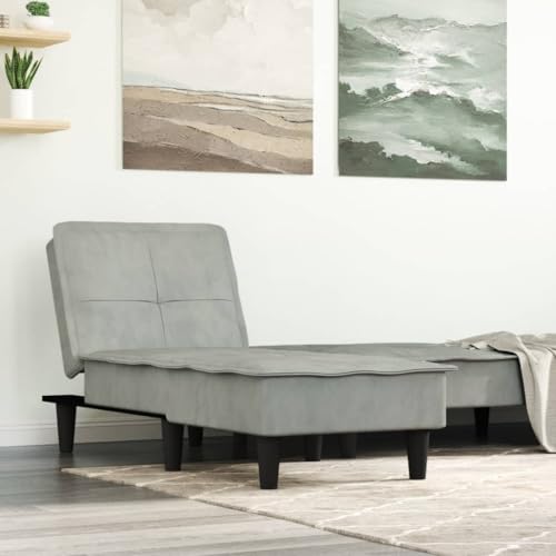 Homgoday Sofá diván de Terciopelo Gris Claro Sofá Cama de 1 Plaza Sofá Cama para Oficina Dormitorio Salón