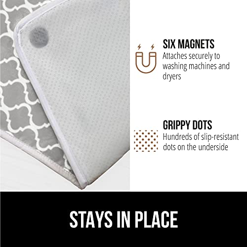 Image of GORILLA GRIP Ironing Mat, Portable Ironing Pad, Magnetic Ironing Blanket for Top of Washer, Dryer, Table Top, Countertop, Silicone Coating and Scorch Resistant, Travel Size 28x24, Quatrefoil