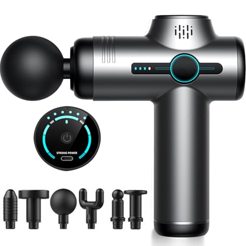 Massagepistole, Massage Gun mit 6 Geschwindigkeiten & 6 Köpfen,...