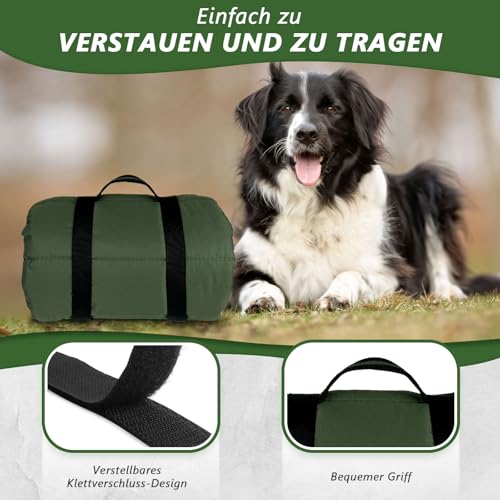 Lohofrnny wasserdichte Hundematte 110 x 68cm, Verdickung Komfort und Weiches Waschbares Reisedecke für Hunde, Faltbar Tragbare Hundekissen für Reise Camping Outdoor (Olivgrün)