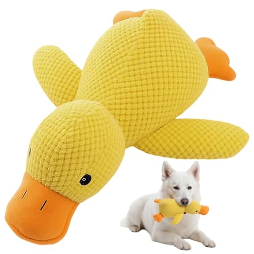 Calming Duck Toy for Dogs, Pawlove Duck Dog Toy for Anxiety Relief and Dental Hygiene, Yellow Duck Toy for Interactive Play and Senior Dogs Comfort