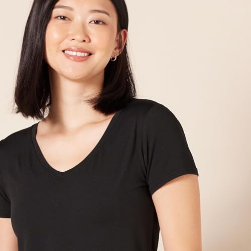 Image of Amazon Essentials Women's Active Quick Dry Tech Stretch Short-Sleeve V-Neck T-Shirt (Available in Plus Size), Pack of 2