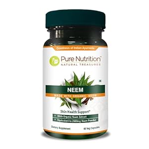 Pure Nutrition Neem Capsules 700mg. (Equivalent to 2600mg Neem Leaf Powder and Bark Powder) Non GMO | Once Daily | 60…
