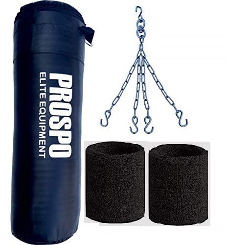 Prospo Punching Bag Srf 36 inch Unfilled with chain and Wrist Support Boxing Gym Set, Boxing Kit, Boxing Set for Men, Boxing Kit for Men, Punching Bag 36 inch Unfilled with chain and Wrist Support(Black)