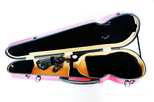 image for Vio Music Full Size Hightech Carbon-Like Combo Violin Case 4/4-Red