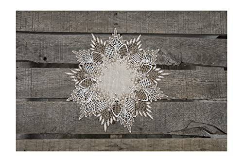 Lace Doily Neutral Earth Tones Table Topper Scarf Place Mat Round Doily (11 Inch Round)