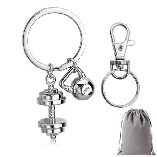 GENSMILE Hantel-Schlüsselanhänger Geschenk für Männer und Frauen – 3D-Kettlebell-Schlüsselringe für Bodybuilder, Krafttrainings-Accessoires, Sport-Charms zur Rucksack-Dekoration