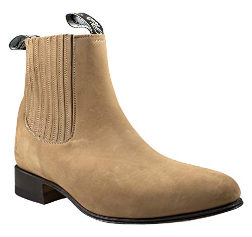 El Canelo Men's Charro Short Ankle Boots Nobuck Leather Botin Charro Camello2