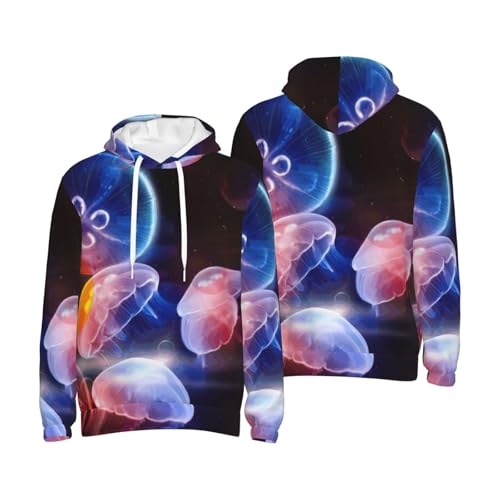Sweat à capuche méduses imprimé multicolore avec cordon de serrage ajustable