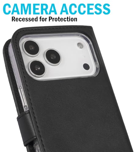 Nakedcellphone Magnetic Wallet for iPhone 17 Pro Max Case - Black Leather - image 5