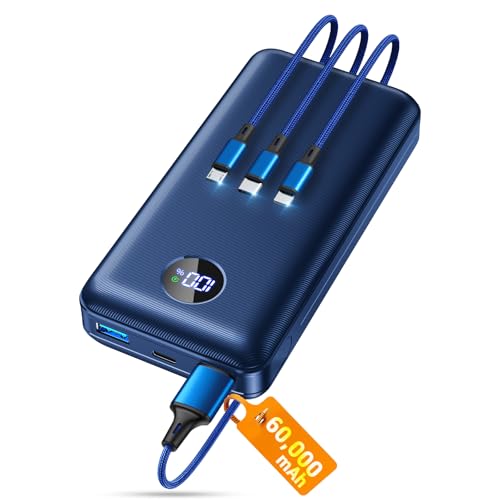 Portable Charger Power Bank, 60000mAh Battery Pack with 3 in...