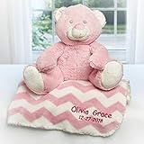 DIBSIES Personalized Baby Toy & Security Blanket Set (Pink Teddy Bear)