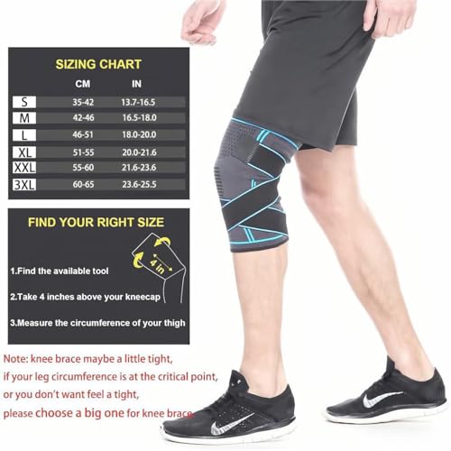 NTRH Knee Support Brace for Women and Men,Adjustable Compression Knee Brace for Arthritis,Joint Pain,Ligament Injury,Meniscus Tear,ACL,MCL,Running,Sports,Squats(single) (M, Blue) - Image 6